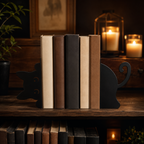Black Cat Bookend — Decorative Metal Bookshelf Holder